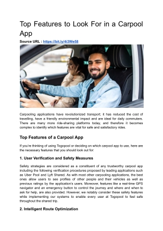 Top Features to Look For in a Carpool App