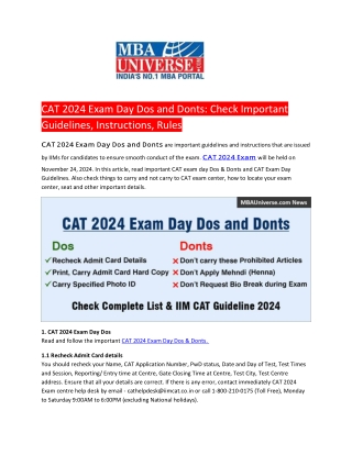 cat 2024 exam day dos and donts check important