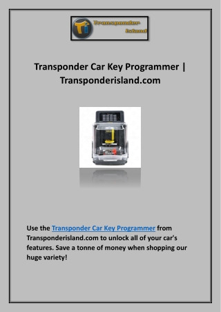 transponder car key programmer transponderisland