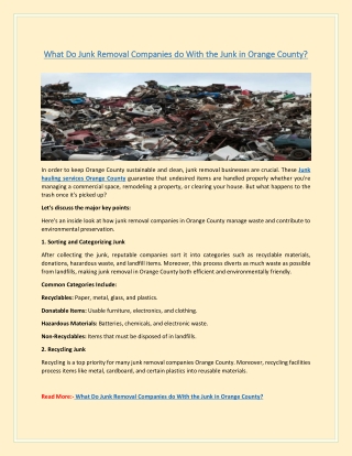 What Do Junk Removal Companies do With the Junk in Orange County?