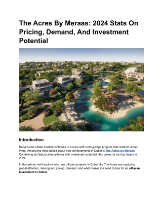 The Acres by Meraas: 2024 Stats on Pricing, Demand, and Investment Potential