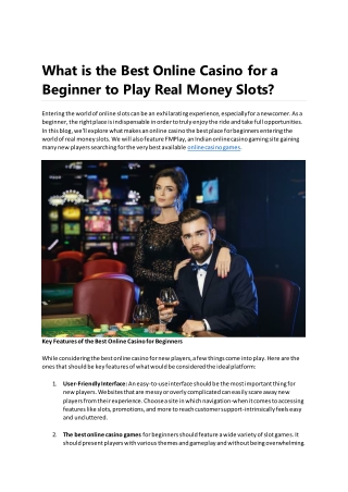What is the Best Online Casino for a Beginner to Play Real Money Slots