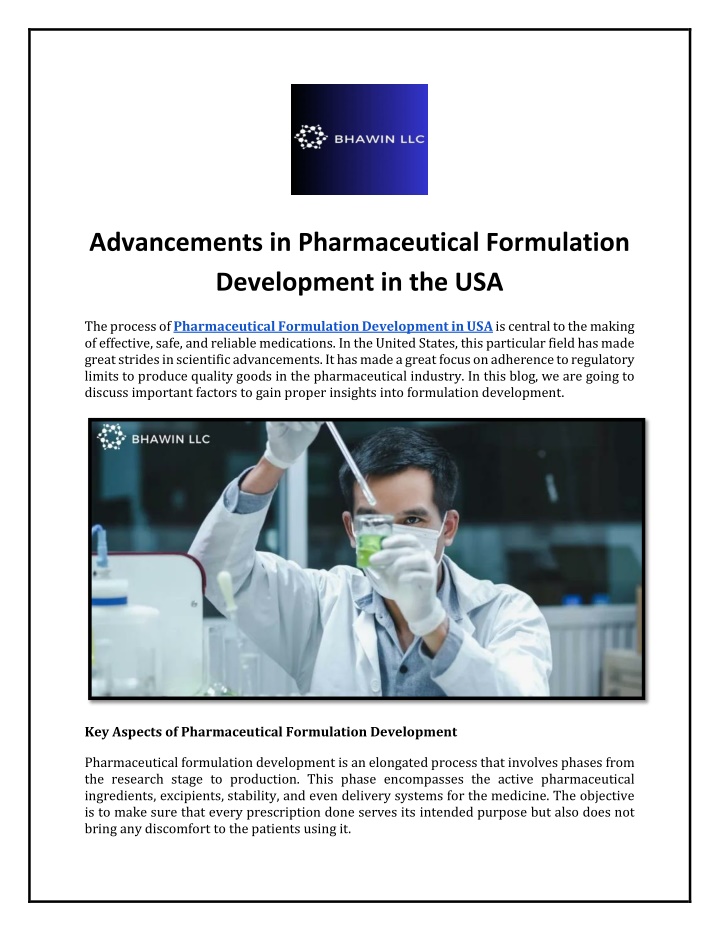 advancements in pharmaceutical formulation