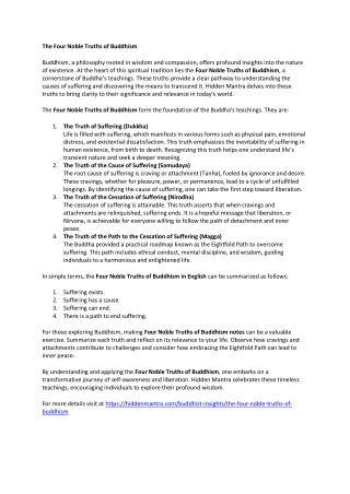 The Four Noble Truths of Buddhism