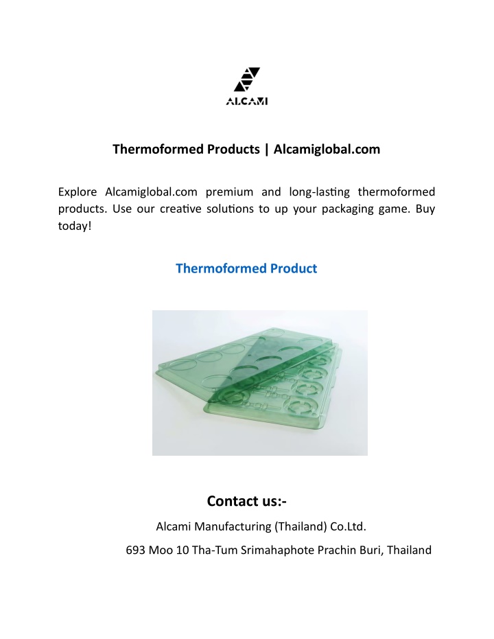 thermoformed products alcamiglobal com