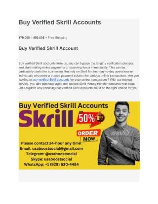 Buy Verified Skrill Accounts