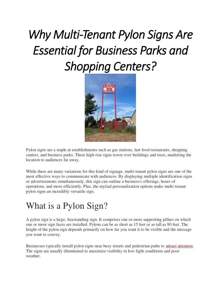 why multi why multi tenant pylon signs are tenant