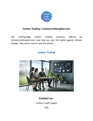 Carbon Trading  Carboncreditcapital