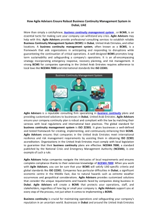 how agile advisors ensure robust business
