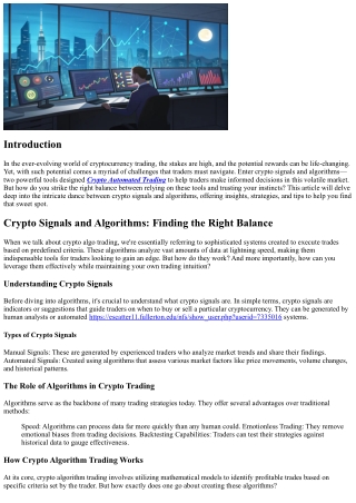 Crypto Signals and Algorithms: Finding the Right Balance
