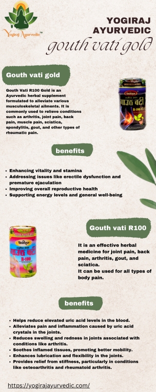 Gouth Vati R100: Ayurvedic Relief for Gout and Joint Health