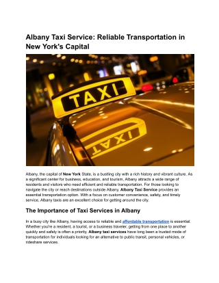 Albany Taxi Service_ Reliable Transportation in New York's Capital