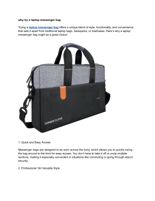 why try a laptop messenger bag