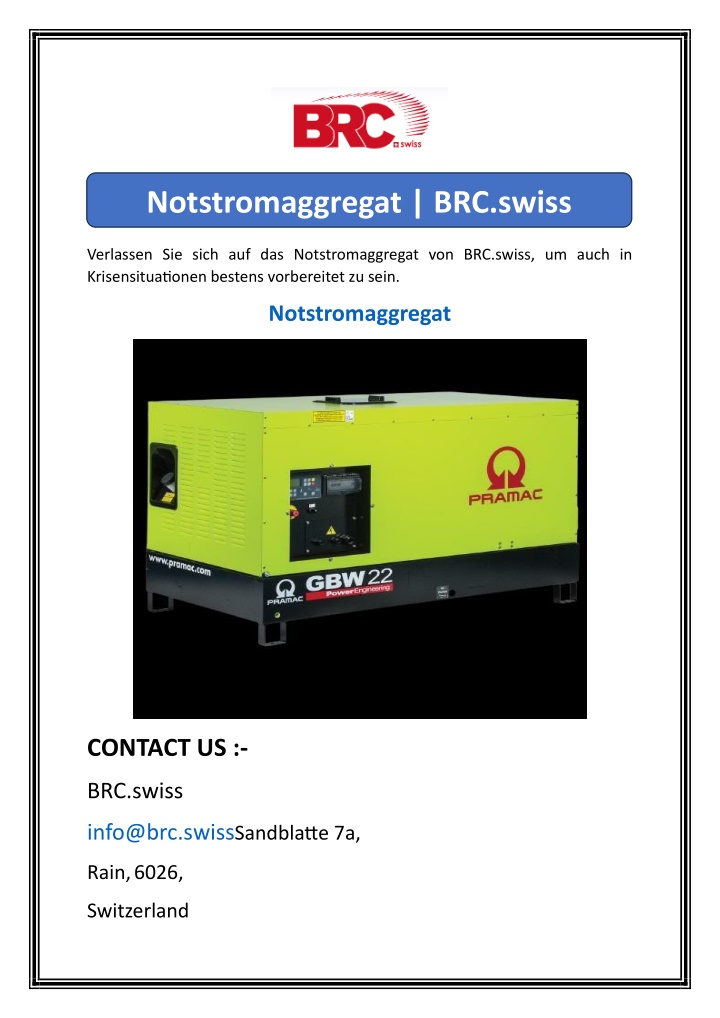 notstromaggregat brc swiss