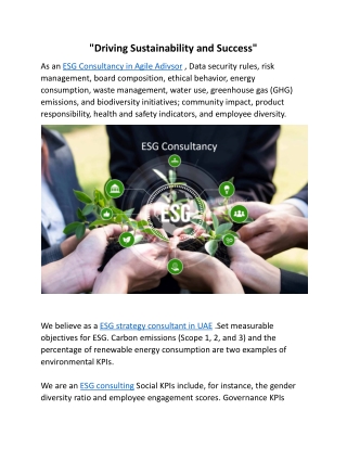 driving sustainability and success