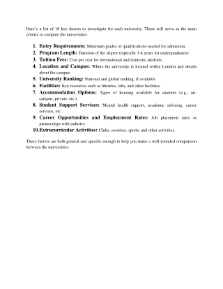 here s a list of 10 key factors to investigate