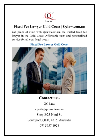 Fixed Fee Lawyer Gold Coast  Qclaw