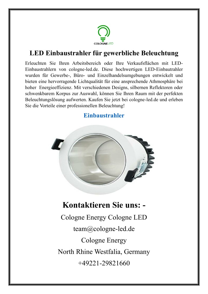 led einbaustrahler f r gewerbliche beleuchtung