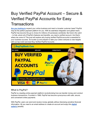 Buy Verified PayPal Account – Secure & Verified PayPal Accounts for Easy Transactions