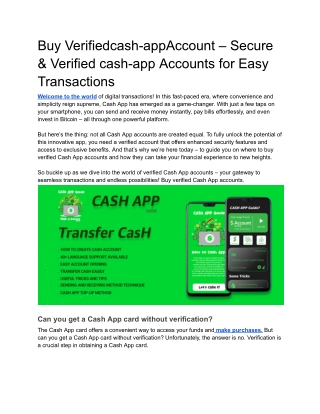Buy Verifiedcash-appAccount – Secure & Verified cash-app Accounts for Easy Transactions