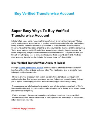 Buy Verified Transferwise Account
