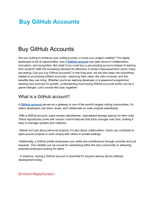 One Of The Best Website To Buy GitHub Accounts
