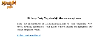 Birthday Party Magician Nj  Mamamiamagic.com