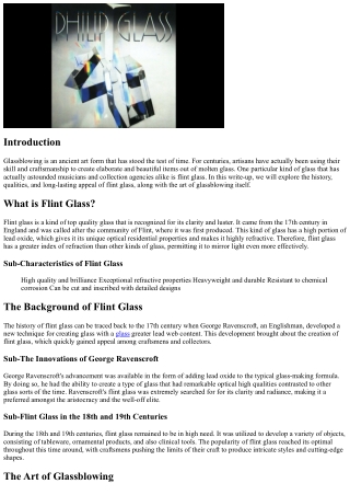 Flint Glass: The Old Art of Glassblowing Lives On