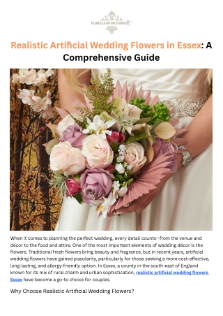 Realistic Artificial Wedding Flowers in Essex - A Comprehensive Guide