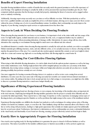 benefits of expert flooring installation
