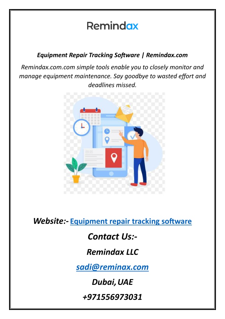 equipment repair tracking software remindax com