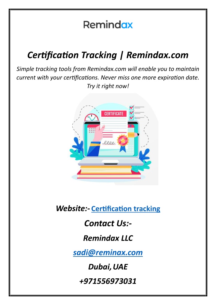 certification tracking remindax com