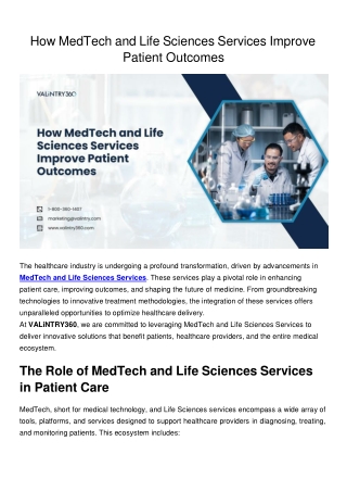 How MedTech and Life Sciences Services Improve Patient Outcomes