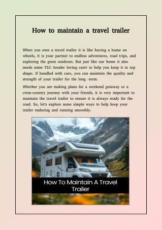 How to maintain a travel trailer