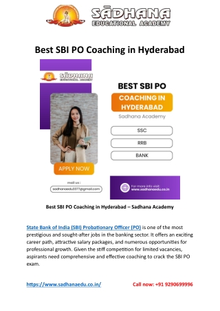 Best SBI PO Coaching in Hyderabad