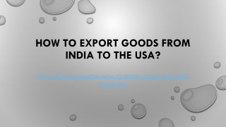 How to export goods from India to the USA