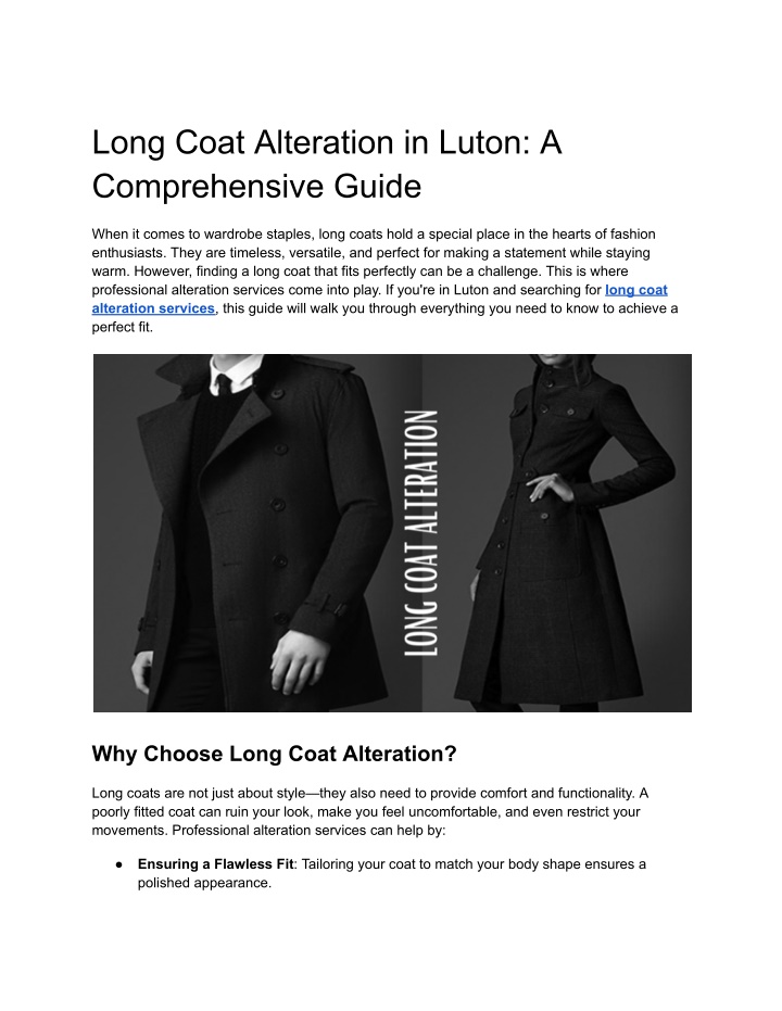 long coat alteration in luton a comprehensive