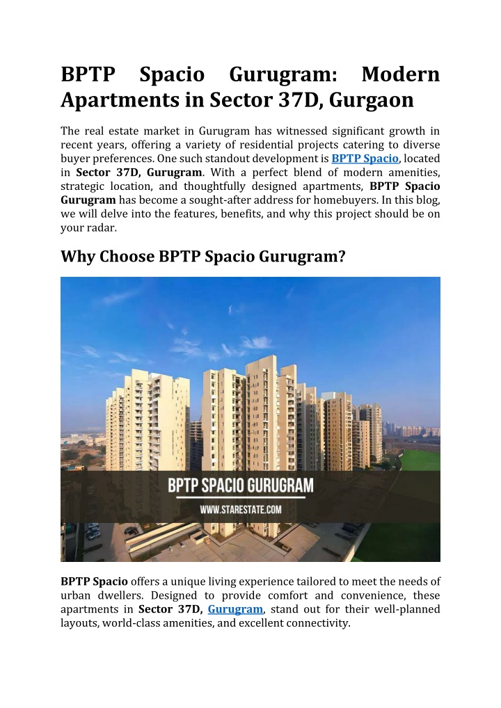 bptp spacio gurugram modern apartments in sector