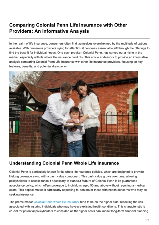 -Comparing Colonial Penn Life Insurance with Other Providers An Informative Analysis