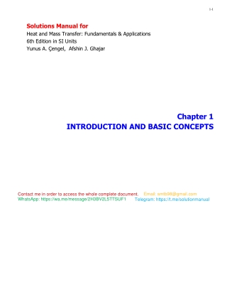 Solution Manual for Heat And Mass Transfer, 6th Ed, Si Units by Cengel & Ghajar