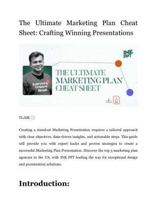 The Ultimate Marketing Plan Cheat Sheet: Crafting Winning Presentations