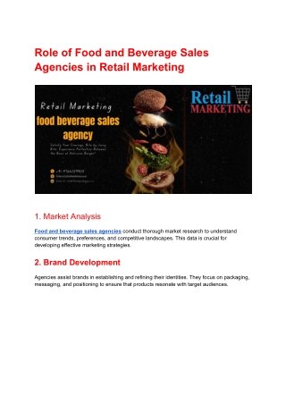 Role of Food and Beverage Sales Agencies in Retail Marketing