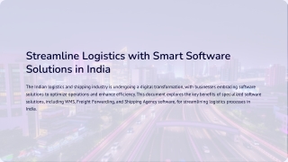 Streamline Logistics with Smart Software Solutions in India