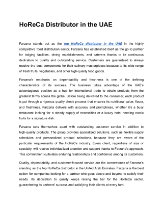 horeca distributor in the uae