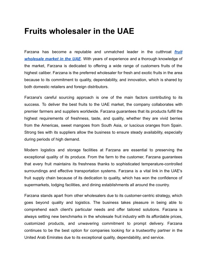 fruits wholesaler in the uae