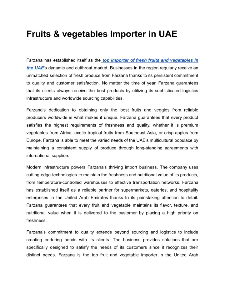 fruits vegetables importer in uae