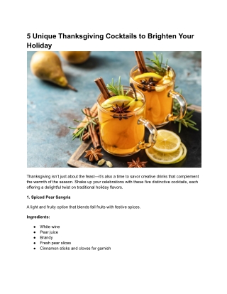 5 Unique Thanksgiving Cocktails to Brighten Your Holiday