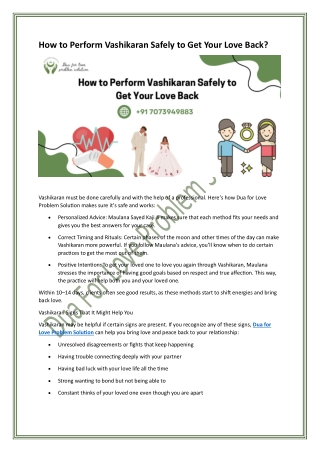 How to Perform Vashikaran Safely to Get Your Love Back?