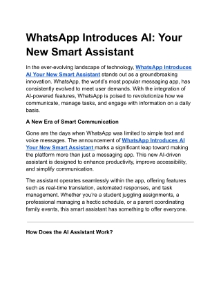 whatsapp introduces ai your new smart assistant
