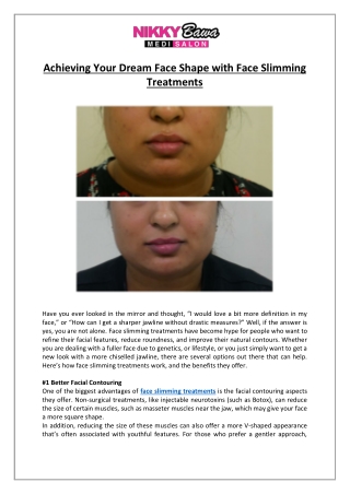 Dream Face Shape with Face Slimming Treatments